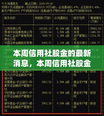 本周信用社股金動(dòng)態(tài)解析與觀點(diǎn)闡述，最新消息深度探討