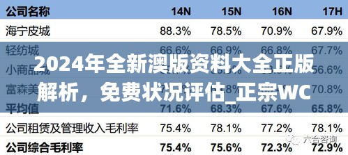 2024年全新澳版資料大全正版解析，免費(fèi)狀況評(píng)估_正宗WCN98.03版