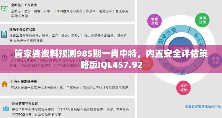 管家婆資料預測985期一肖中特，內(nèi)置安全評估策略版IQL457.92