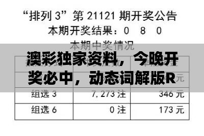 澳彩獨(dú)家資料，今晚開(kāi)獎(jiǎng)必中，動(dòng)態(tài)詞解版RKG634.07