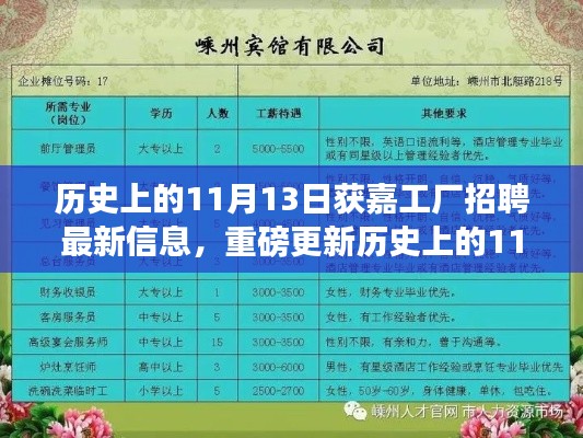 歷史上的11月13日獲嘉工廠招聘資訊大解析，最新崗位信息與全面資訊更新