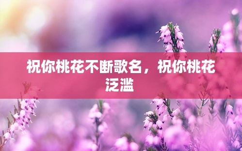 祝你桃花不斷歌名，祝你桃花泛濫 