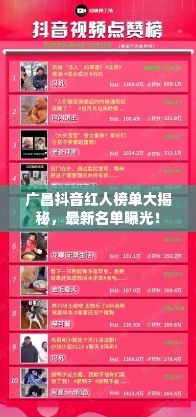 廣昌抖音紅人榜單大揭秘，最新名單曝光！